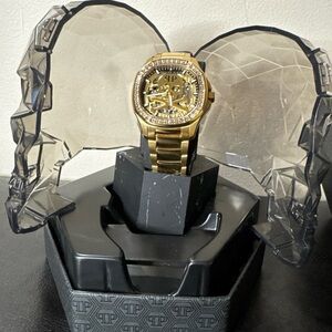 New Authentic Men’s Philipp Plein Gold Luxury Watch Skull PWRAA0723